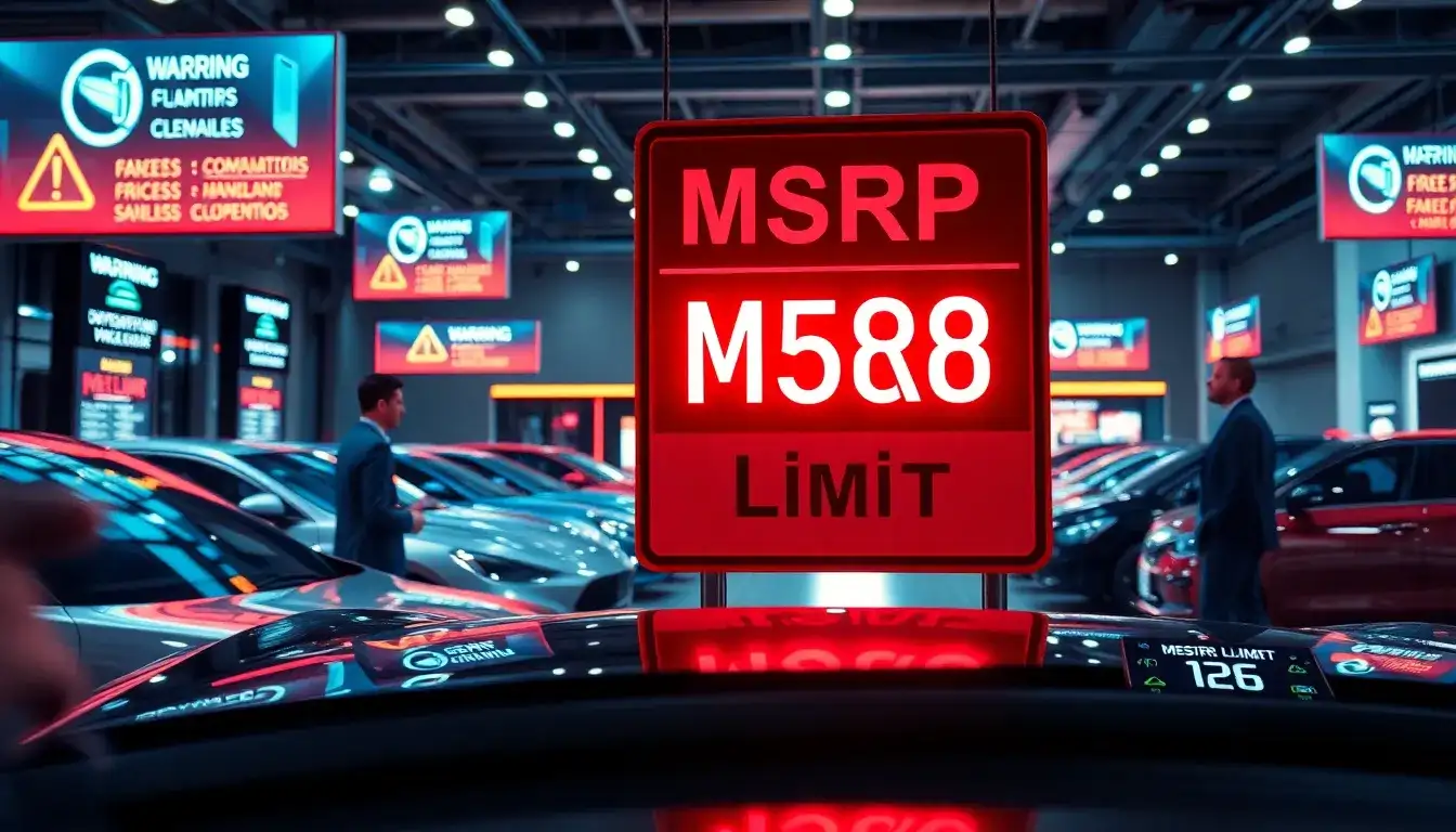 What are the penalties for dealerships that exceed the MSRP limits