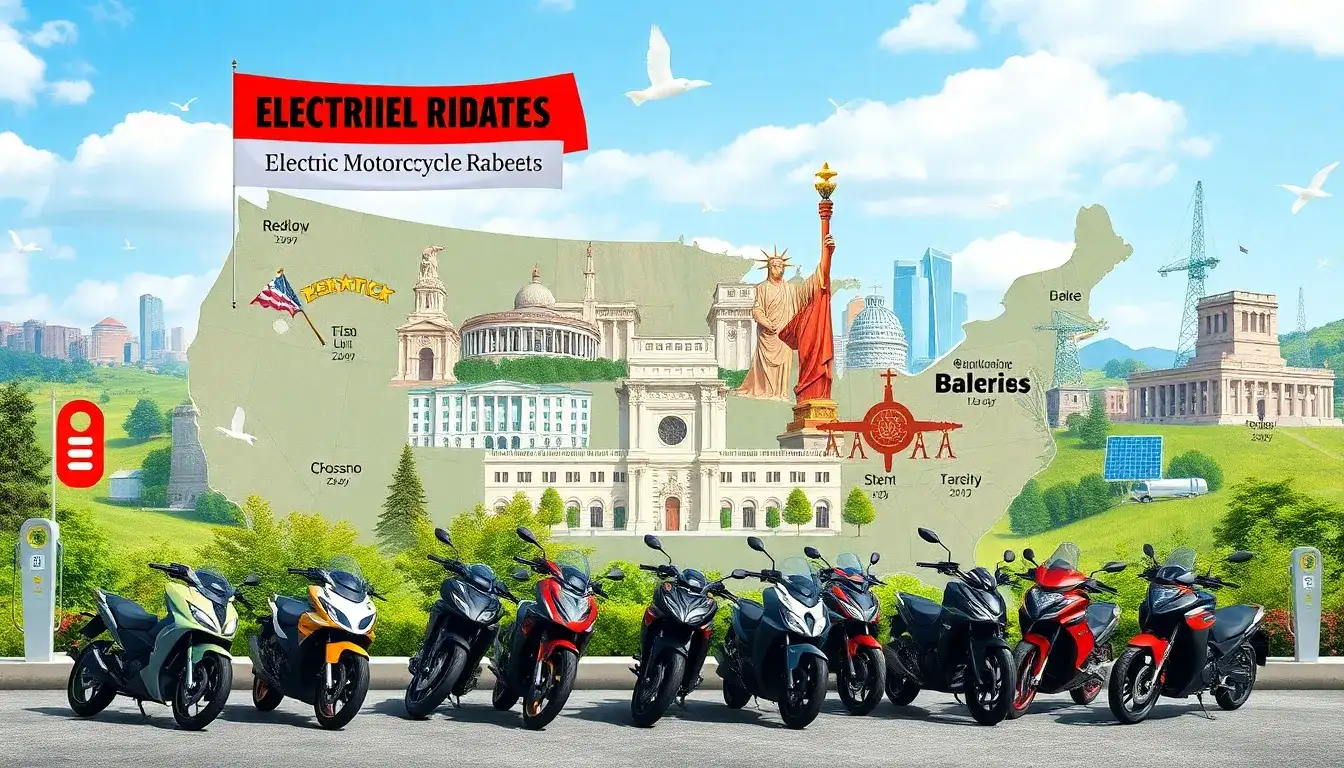 Which states offer the highest rebates for electric motorcycles