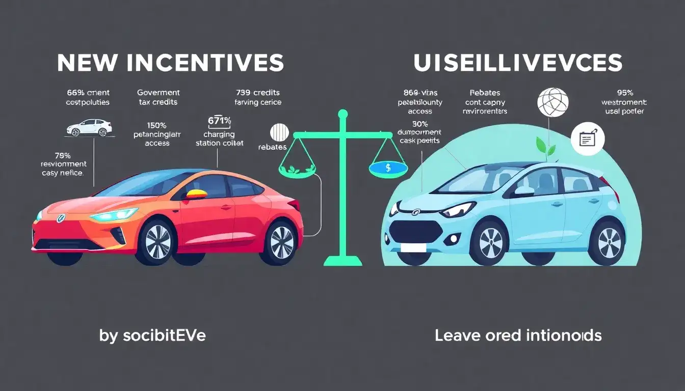 How do the incentives for new electric vehicles compare to those for used electric vehicles