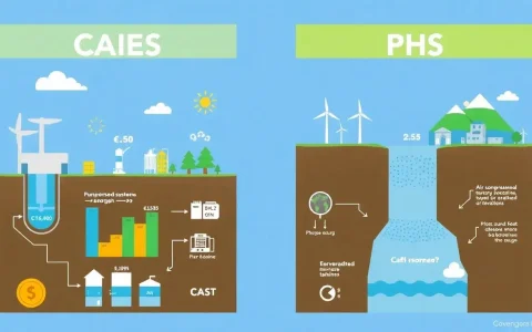 How does the cost of compressed air energy storage (CAES) compare to pumped hydro storage (PHS)