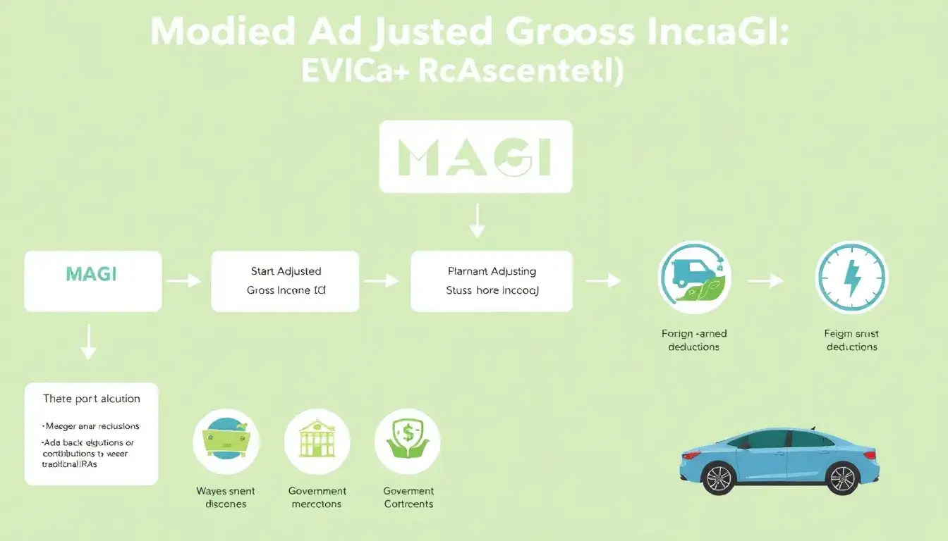 How is the modified adjusted gross income (MAGI) calculated for EV tax credit eligibility