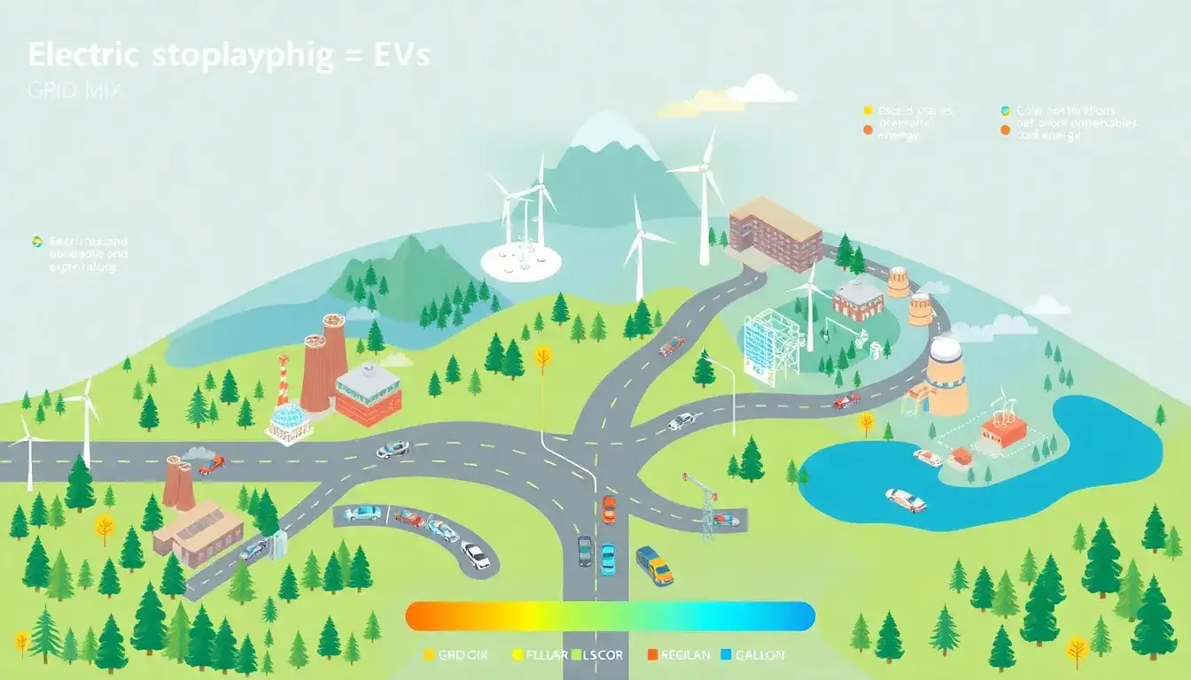 How does the grid mix affect the environmental impact of electric vehicles in different regions