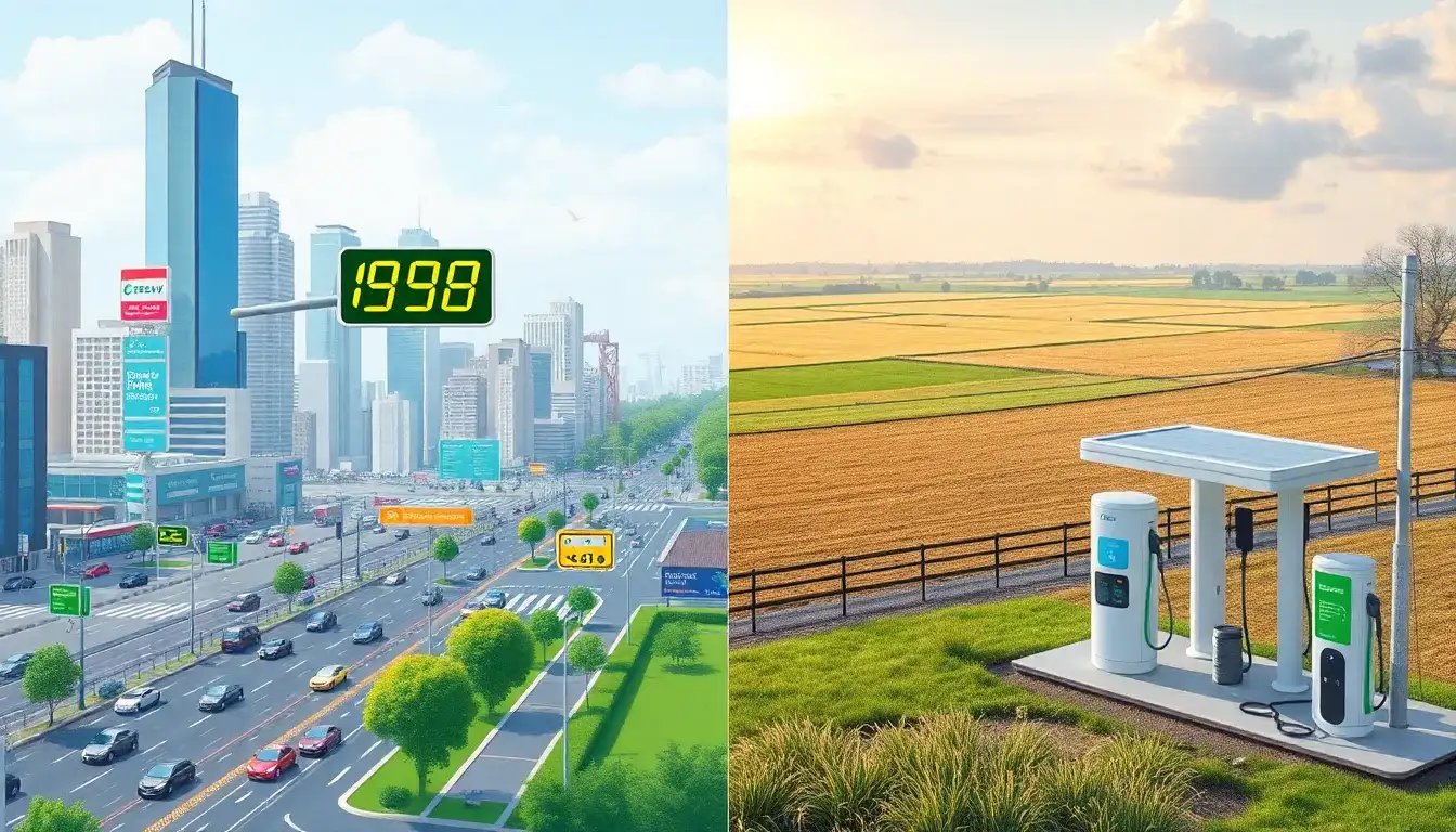 How does the cost of EV charging differ between urban and rural areas