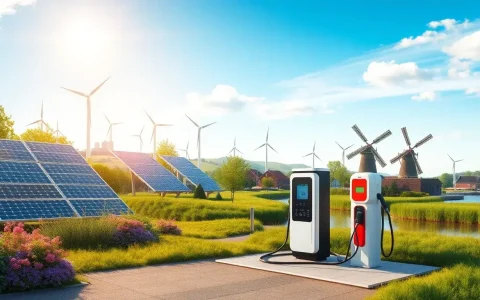 What are the main renewable energy sources powering EV charging stations in the Netherlands