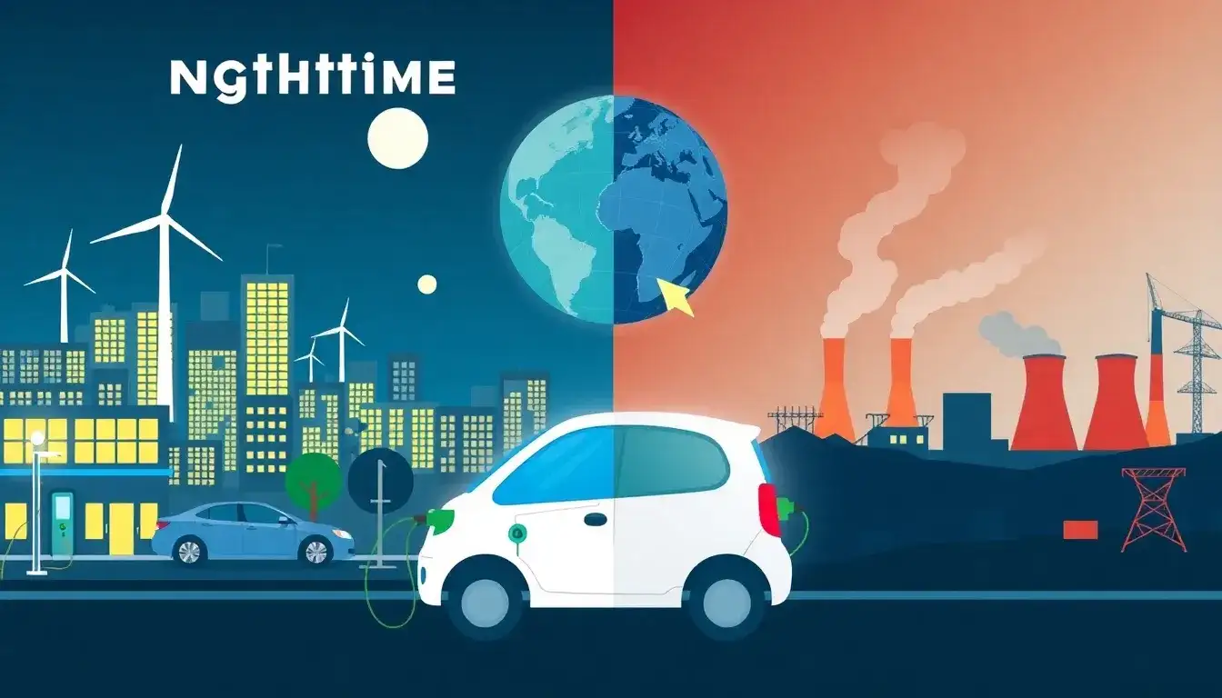How does nighttime charging impact the overall emissions of EVs