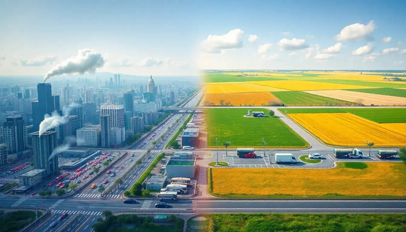 What are the main differences in emissions benefits between urban and rural regions for electric vehicles