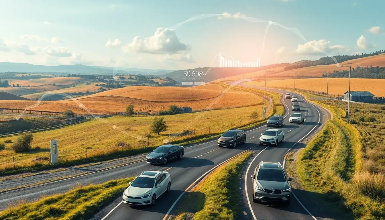 How does the distance driven in rural areas affect EV efficiency