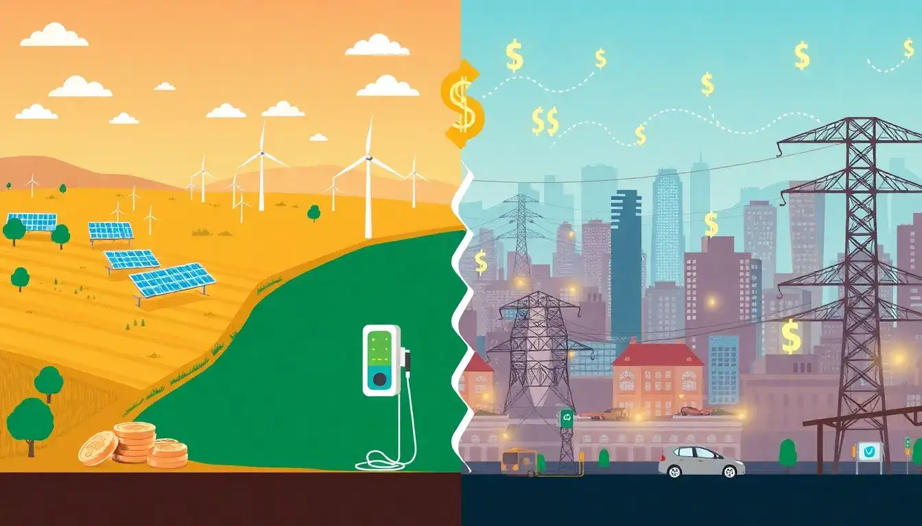 How does the cost of electricity in rural areas compare to urban areas for EV charging