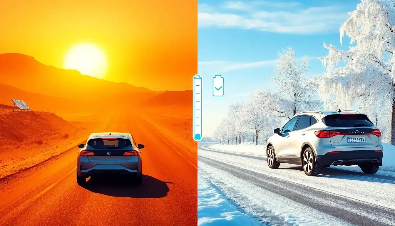 How does the efficiency of EVs compare between hot and cold regions