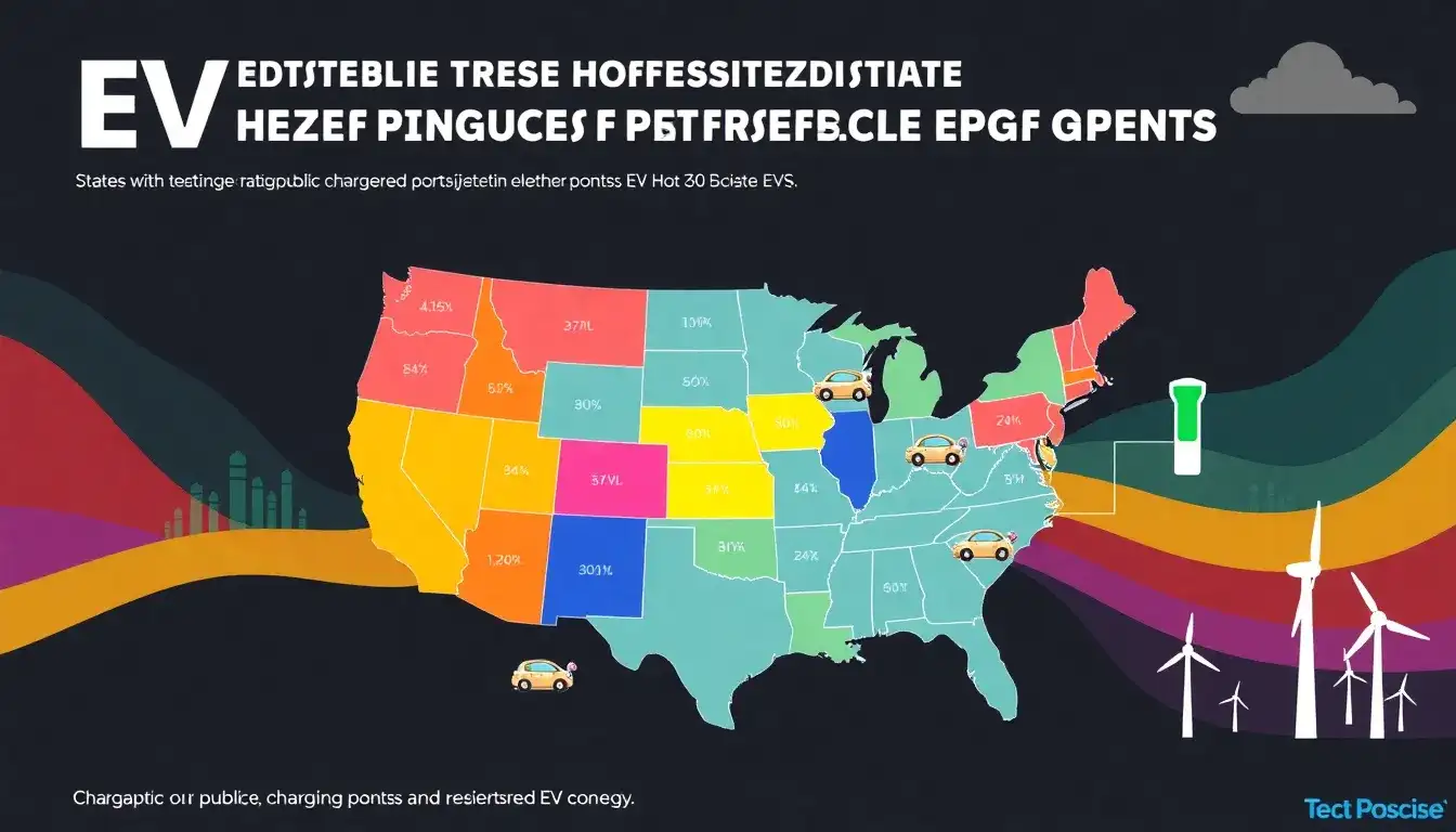 Which states have the highest ratio of public EV charging ports to registered electric vehicles