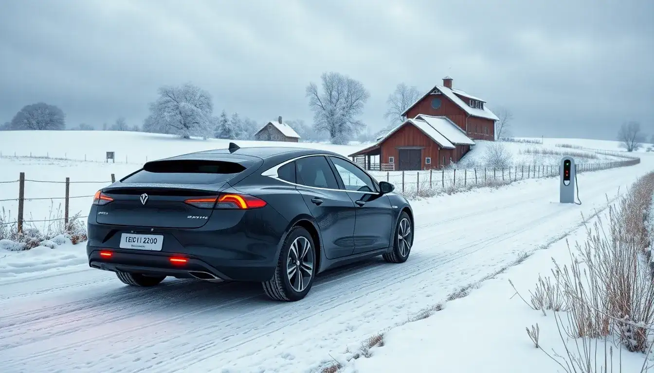 How do winter conditions impact EV performance in rural areas