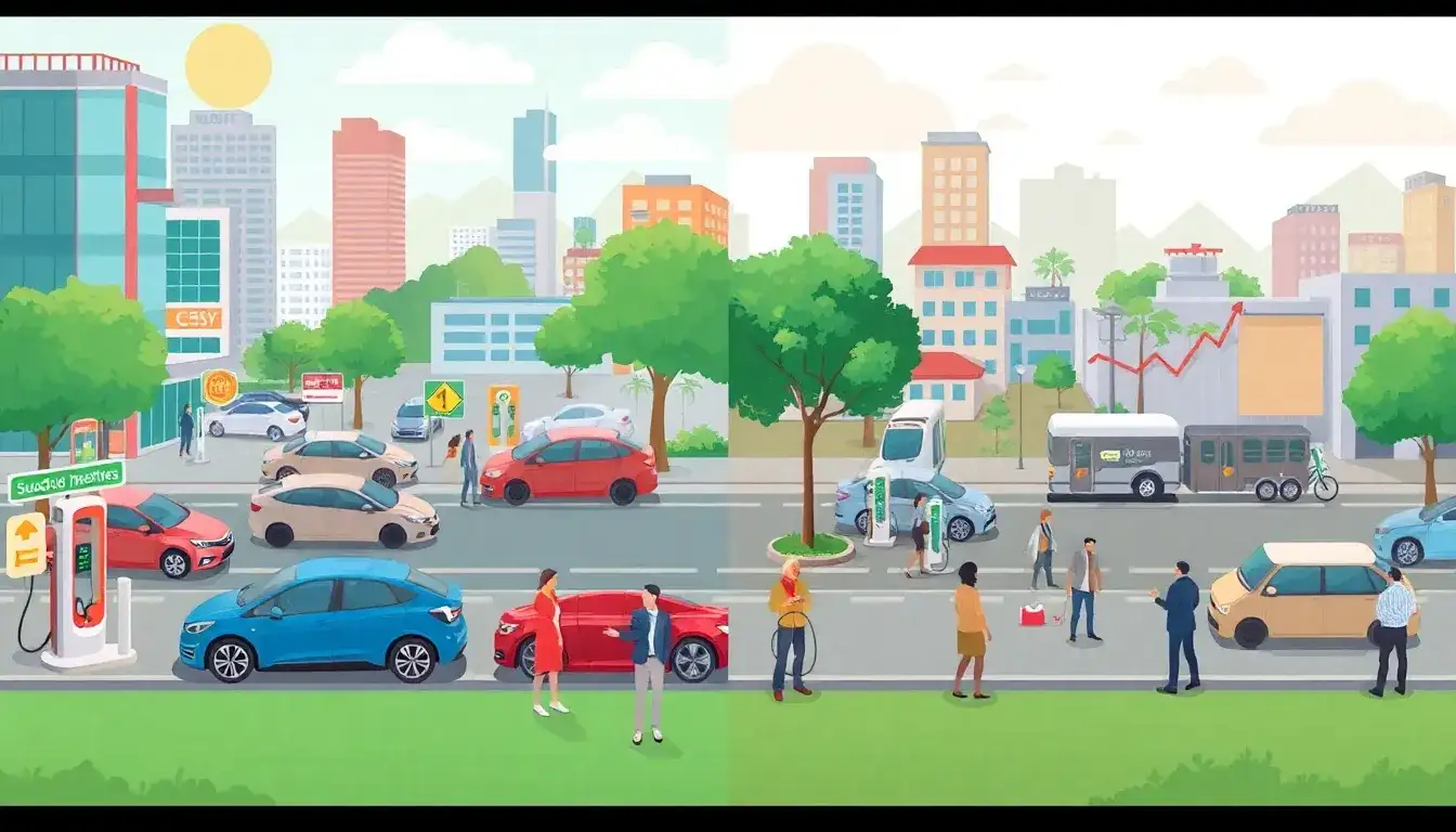 How do EV adoption rates differ between regions with and without subsidies