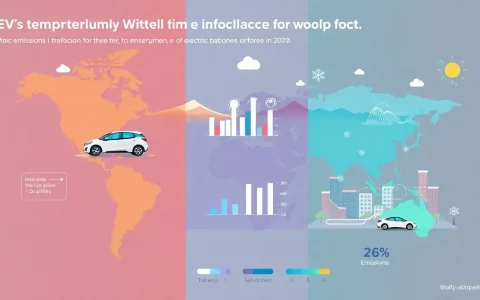 How does temperature variation impact the energy consumption and emissions of electric vehicles in different regions