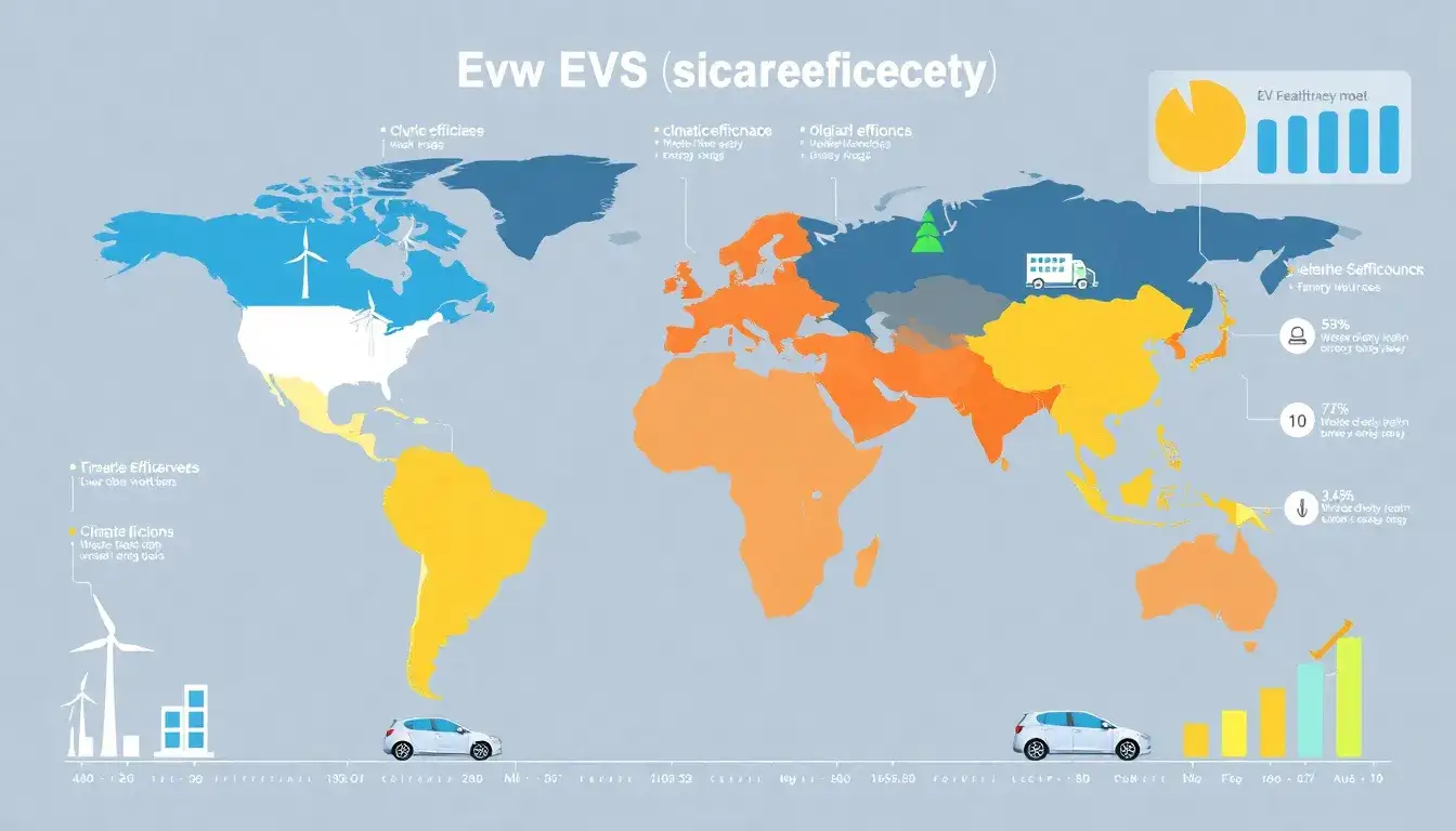 How does the efficiency of electric vehicles vary across different regions