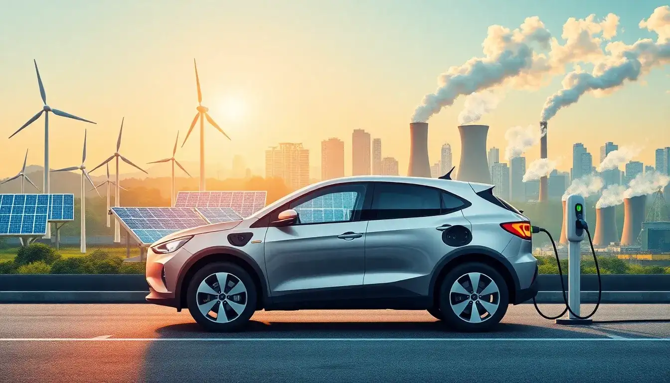 What impact does the source of electricity have on the overall efficiency of electric vehicles