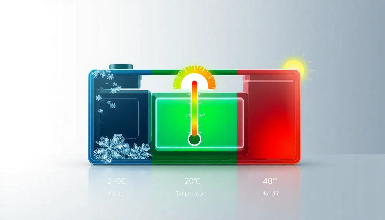 What are the specific temperature ranges that most impact EV battery performance