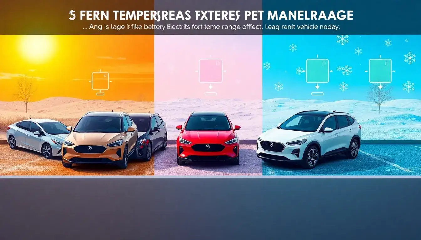 How does temperature impact the range of popular EV models