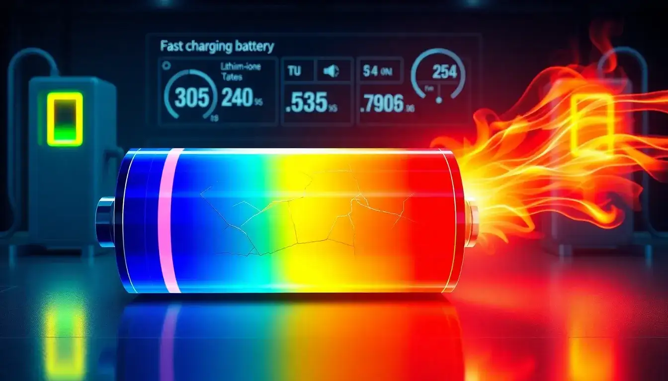How does battery temperature affect the degradation rate from fast charging