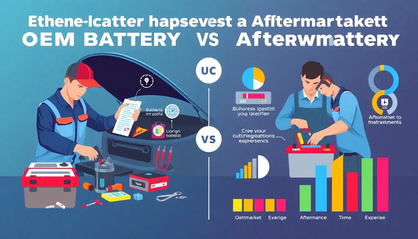 How do labor costs for installing OEM batteries compare to those for aftermarket batteries