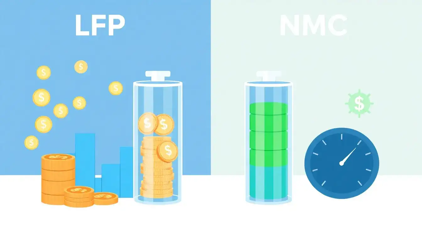How do LFP batteries compare to NMC batteries in terms of cost and performance
