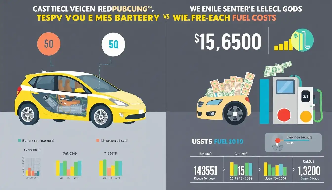 How does the cost of battery replacement compare to the cost of fuel over the lifespan of an EV