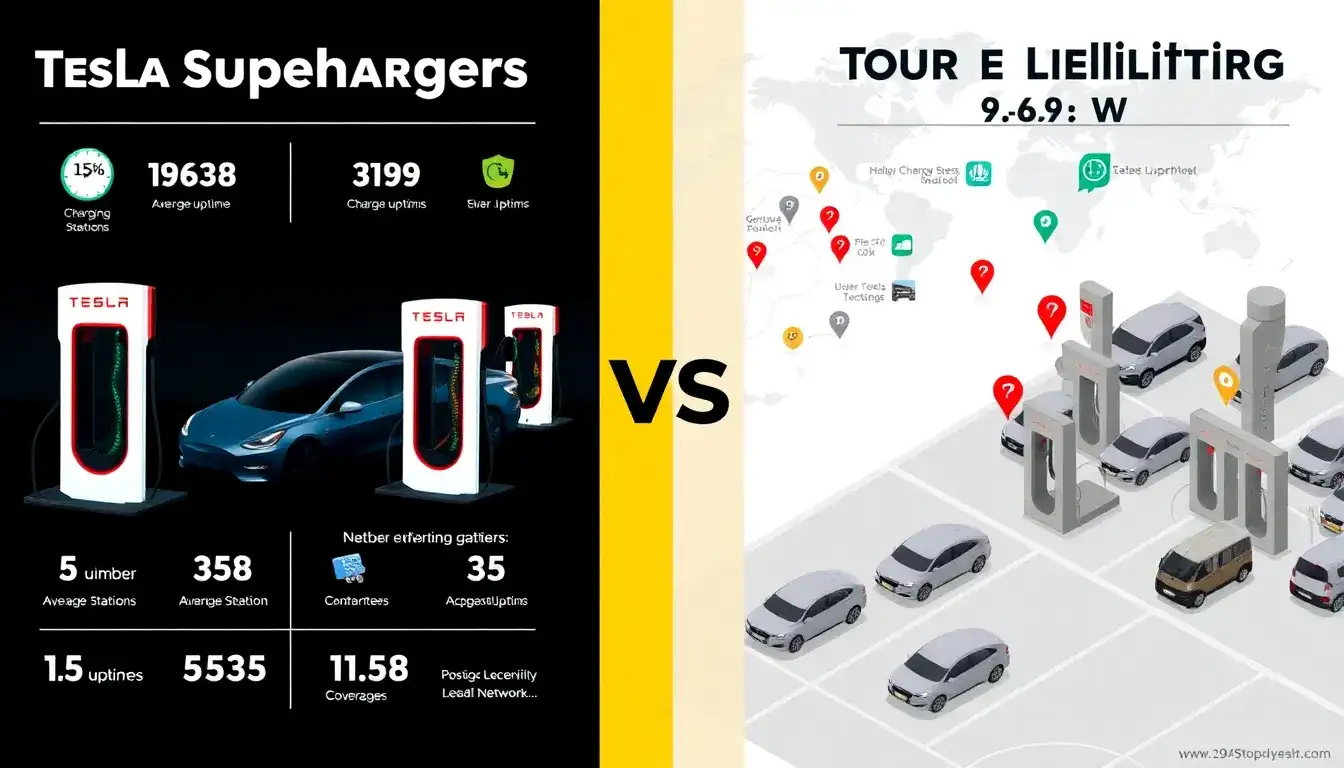 How do Tesla Superchargers compare to other networks in terms of reliability