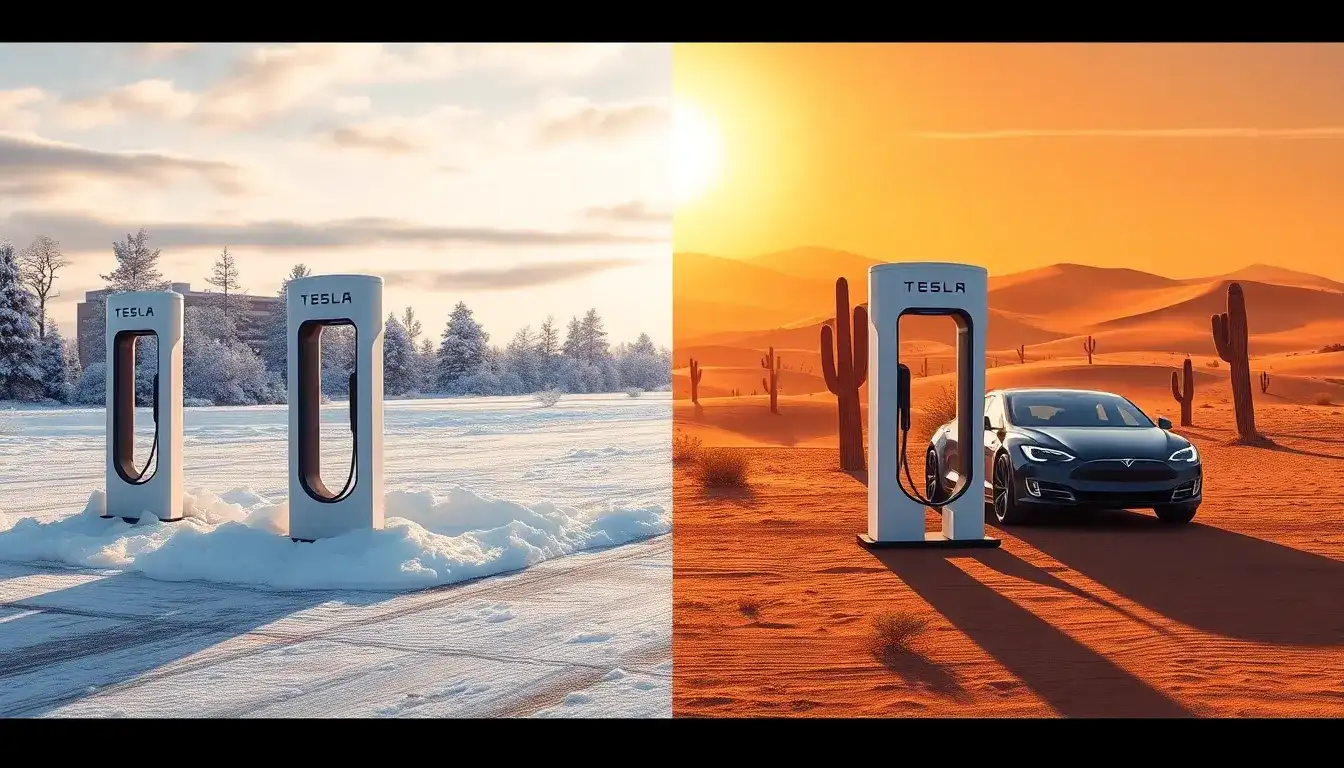 How do Tesla Superchargers perform in extreme weather conditions