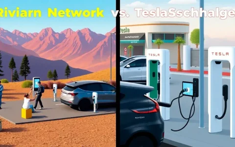 How does the user experience differ between Rivian's Adventure Network and Tesla's Superchargers