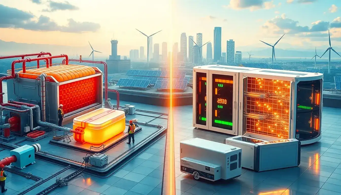 How does the cost of thermal energy storage compare to lithium-ion batteries