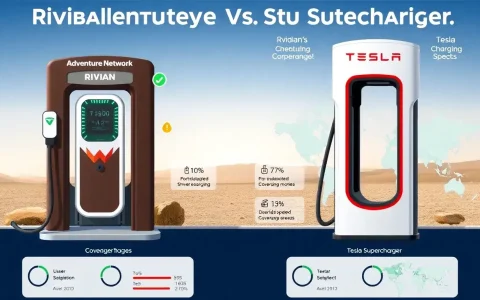 How does the payment system reliability compare between Rivian's Adventure Network and Tesla's Superchargers