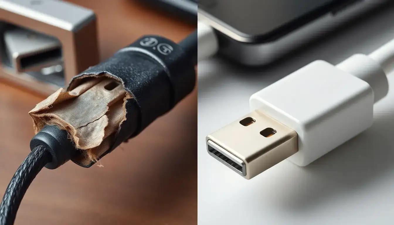 Are there any visual signs that indicate my charging cable needs replacement