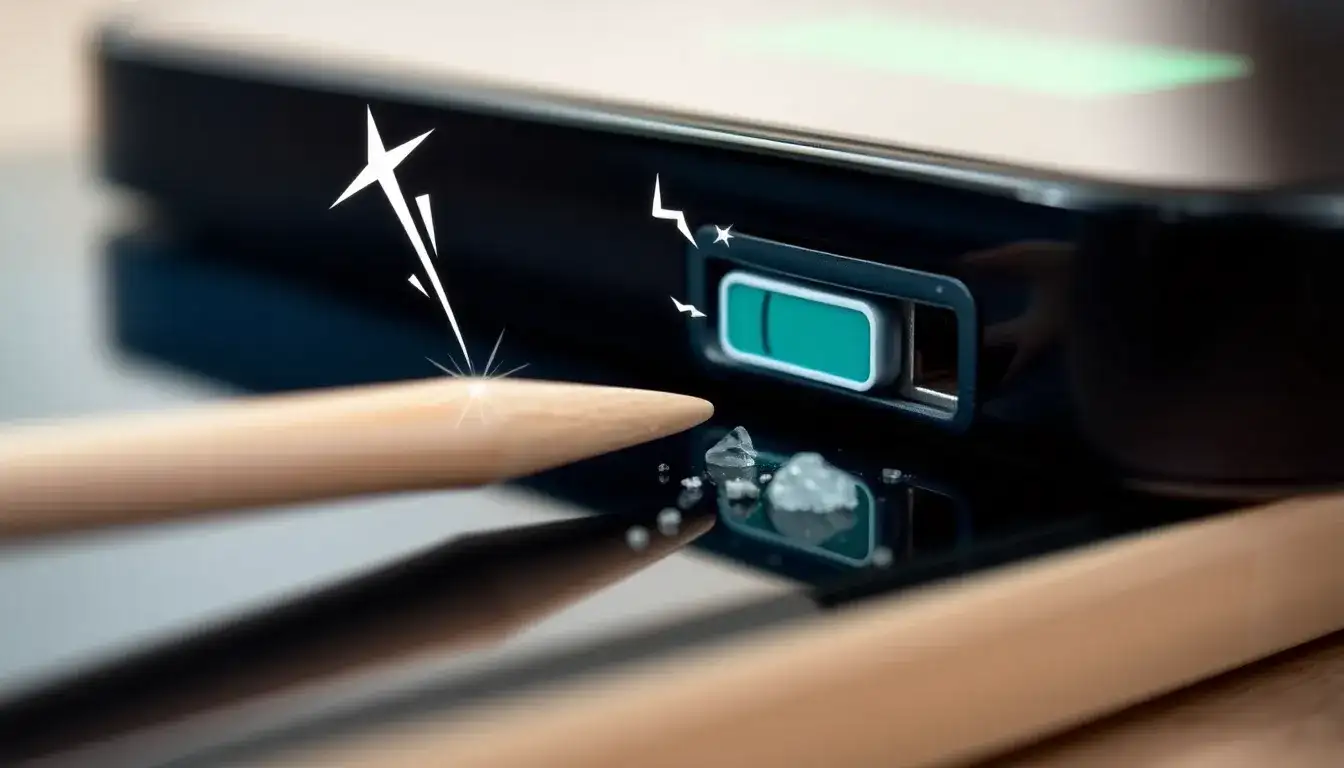 Are there any risks in using a toothpick to clean the charging port