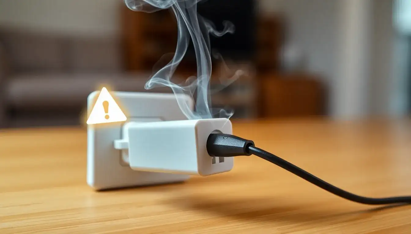 What should I do if my charger starts smoking