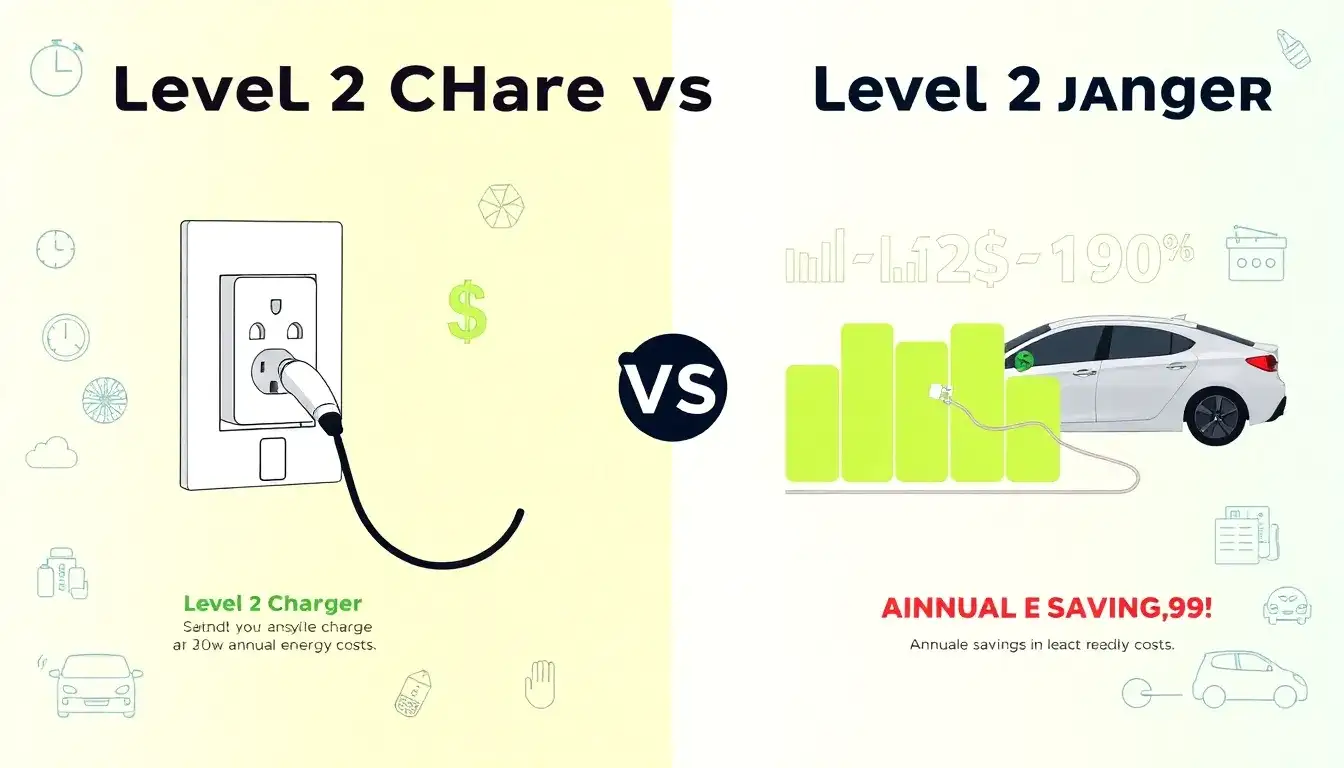 How much can I save annually by using a Level 2 charger instead of a Level 1 charger