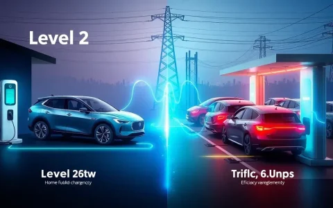 How does the efficiency of Level 2 chargers compare to public charging stations