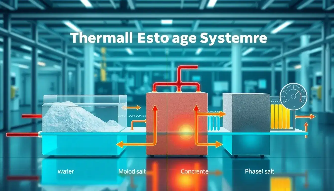 How does the efficiency of thermal energy storage systems vary with different storage media