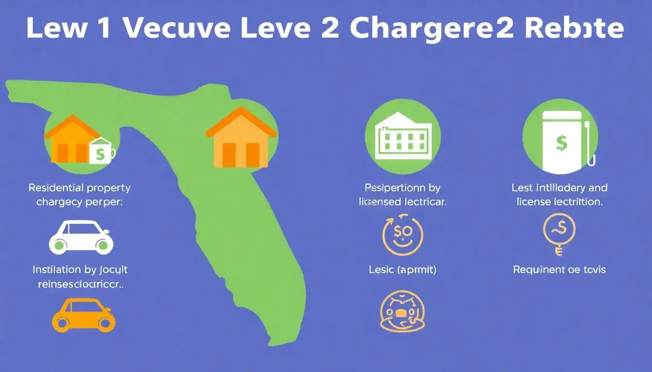 What are the specific requirements to qualify for Level 2 charger rebates in Florida
