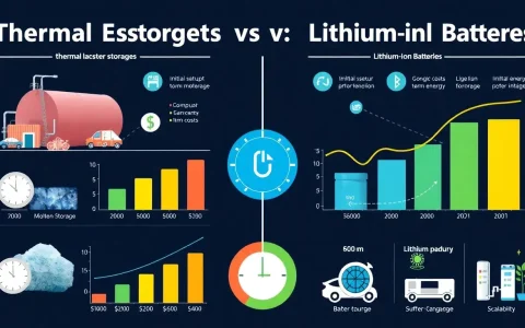 How does the cost of thermal energy storage compare to lithium-ion batteries in the long term