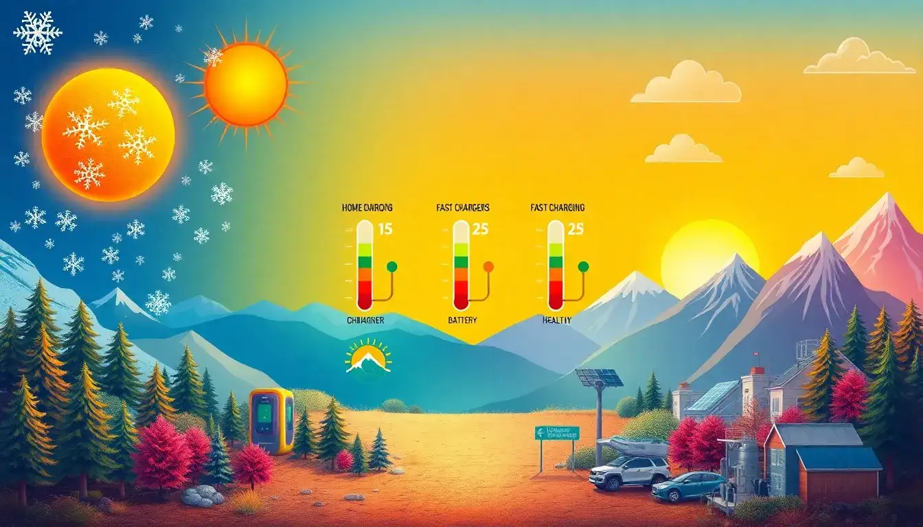 How does climate affect the battery health of EVs charged with different methods