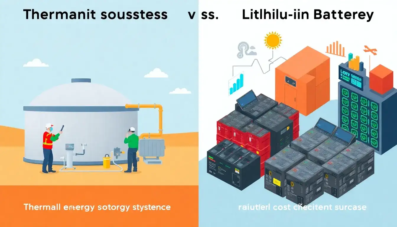 How do the maintenance costs of thermal energy storage systems compare to those of lithium-ion batteries