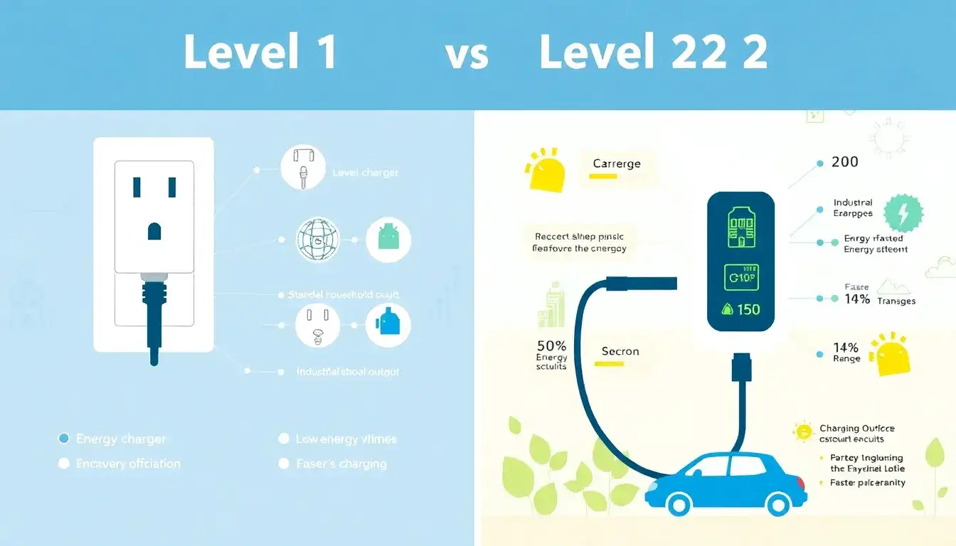 How does the energy efficiency of Level 2 chargers compare to Level 1 chargers