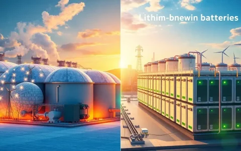 How do the operational efficiencies of thermal energy storage systems compare to those of lithium-ion batteries