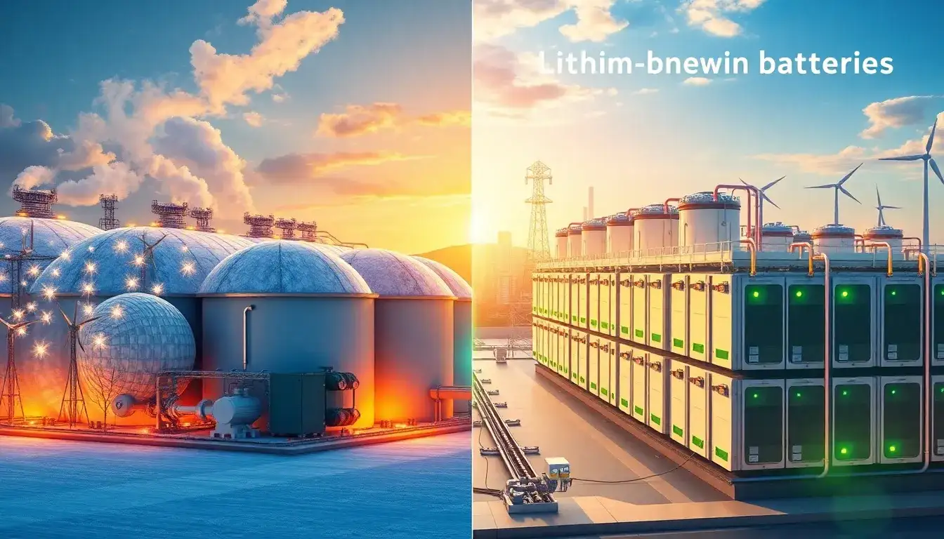 How do the operational efficiencies of thermal energy storage systems compare to those of lithium-ion batteries