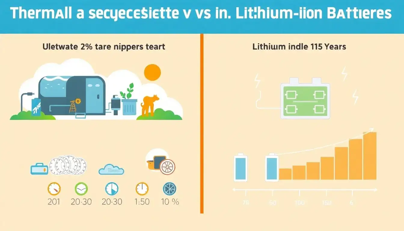 How do the lifespan expectations of thermal energy storage systems compare to those of lithium-ion batteries
