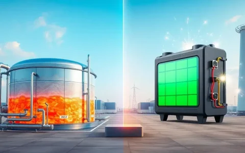 How does thermal energy storage compare to lithium-ion batteries in terms of energy efficiency