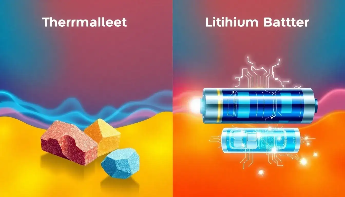 Are there any significant differences in the materials used in thermal energy storage versus lithium-ion batteries