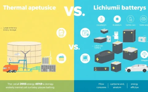 How do the costs of thermal energy storage compare to lithium-ion batteries