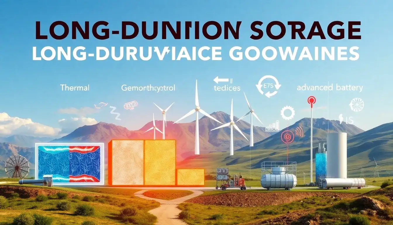 How does the efficiency of thermal energy storage compare to other long-duration energy storage technologies