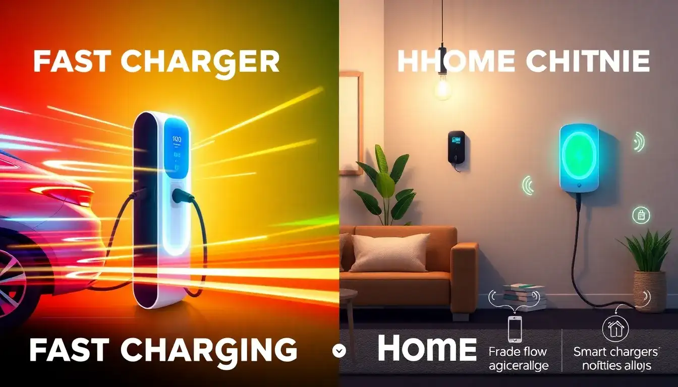 How do rapid chargers compare to home charging solutions for EVs