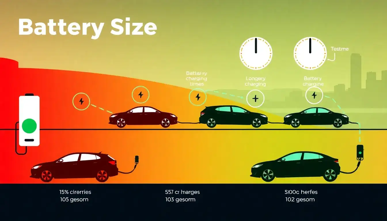 What is the effect of battery size on the charging time of an electric vehicle